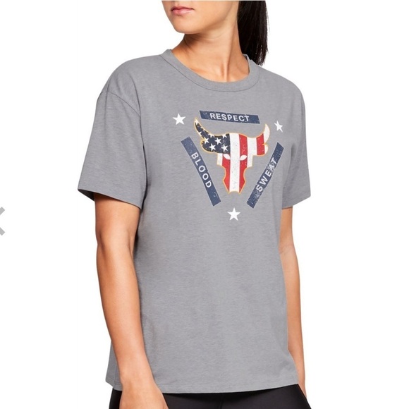 LAST ONE AVAILABLE! - Under Armour Project Rock Brahma Bull Flag T-Shirt Size XS - Picture 3 of 12